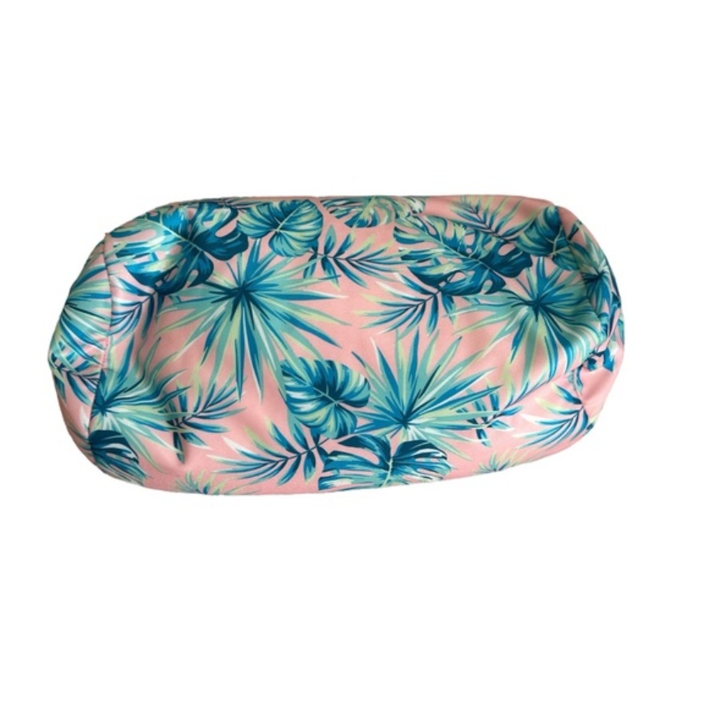 Pink and blue green neck roll pillow, tropical